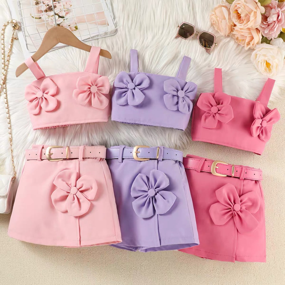 Baby girl's cross-border summer outfit  new fashionable short-sleeve kids' clothes shorts two-piece trendy set