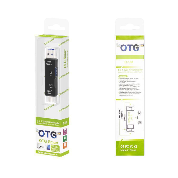 Type-c card reader tf android usb to otg 2.0 adapter - multifunctional 5-in-1