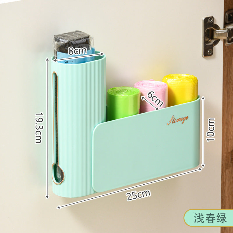 Light luxury garbage bag storage box Wall-mounted artifact Kitchen non-punching garbage bag extraction box Plastic wrap storage box