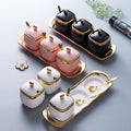 ceramic seasoning jar kitchen supplies light luxury seasoning jar suitfor home seasoning box three-piece set exquisite salt shaker