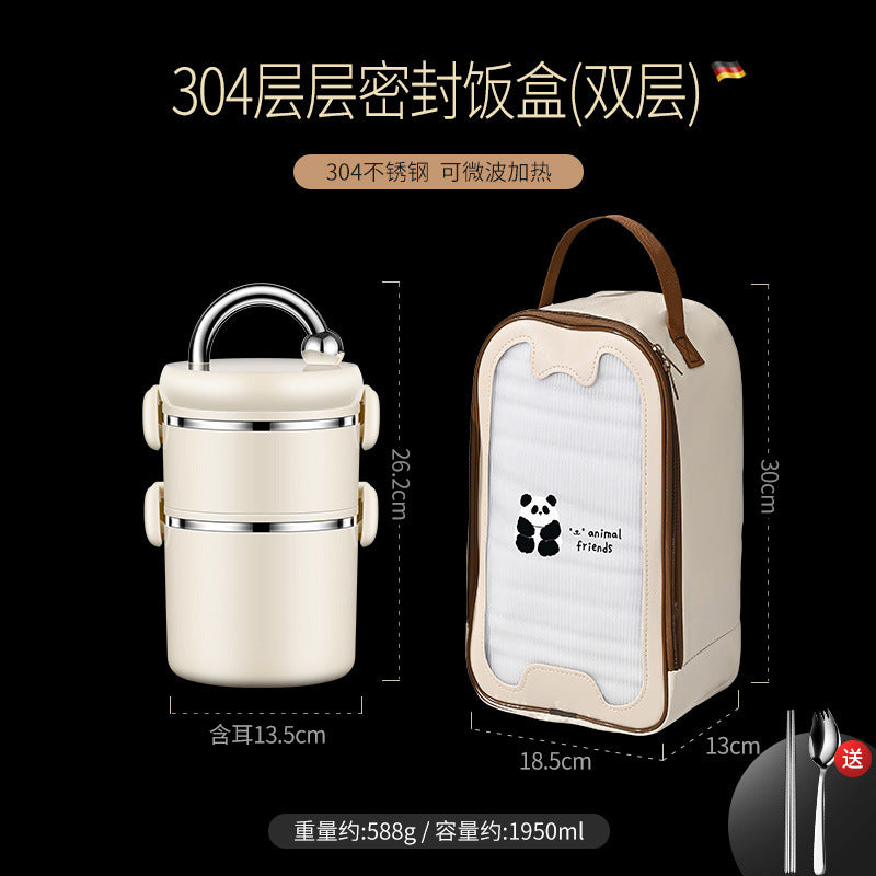 304 stainless steel thermal insulation lifting pot, portable thermal insulation bucket, portable for office workers, can be heated in microwave oven, multi-layer lunch box