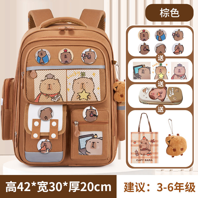 Kapibara new primary school bag, men's and women's 1-3-6 grades, light spine protection, large-capacity children's backpack