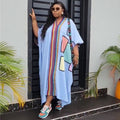 European and american cross-border african women's clothing  spring new arrival: elegant plus size printed loose v-neck robe dress