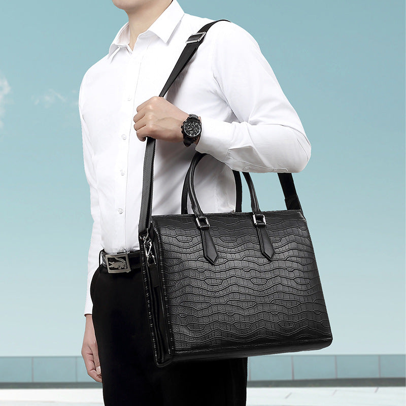New leather men's bag business men's handbag first layer cowhide computer bag large capacity briefcase messenger leather bag