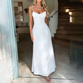 cross-border e-commerce women's fashion: european and american summer new arrivals - elegant and chic tie-waist a-line solid color midi dress
