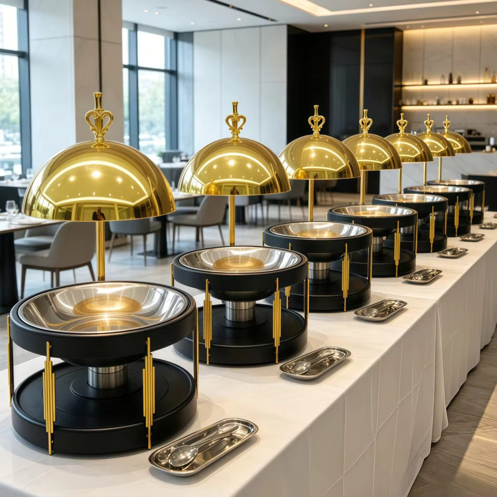 Gold stainless steel buffet warmer - 8l large capacity hotel wedding hanging insulated buffet stove - in stock & wholesale