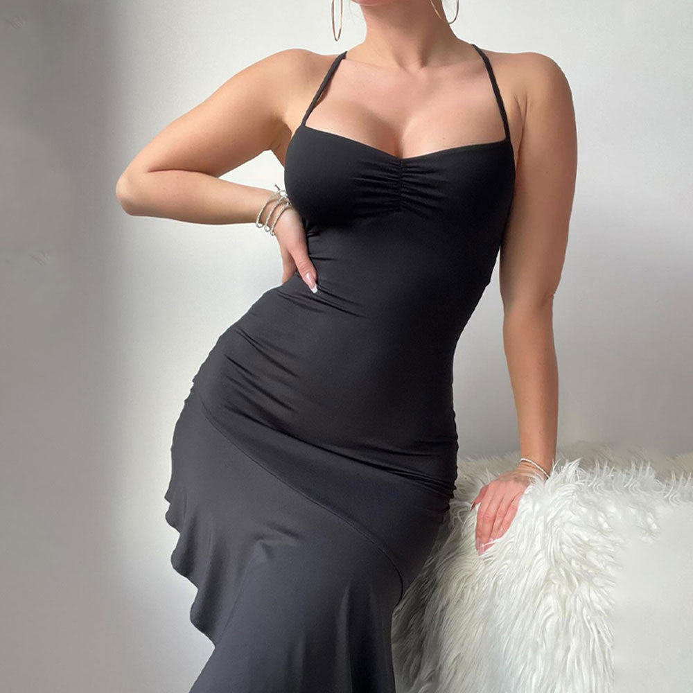 Shein Independent Station Cross-border Women's Sexy Pure Desire Dress Summer Black Dress High Temperament Suspender Dress