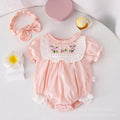 Baby girl summer outfit korean style lace collar short sleeve princess romper infant summer short sleeve bodysuit fashion onesie
