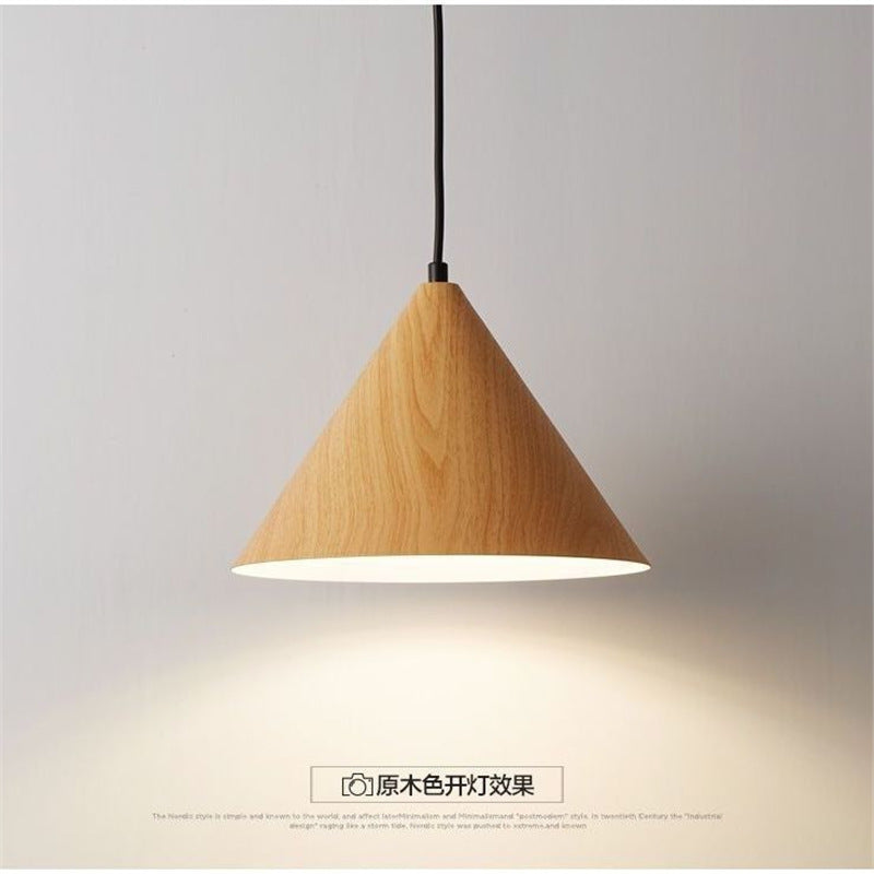 Nordic restaurant pendant light, creative walnut wood bedroom bedside lamp, kitchen bar table lamp, retro small pendant light