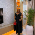 European and american cross-border new women's bow-tie waist fashionable swing dress - hot seller in africa and europe