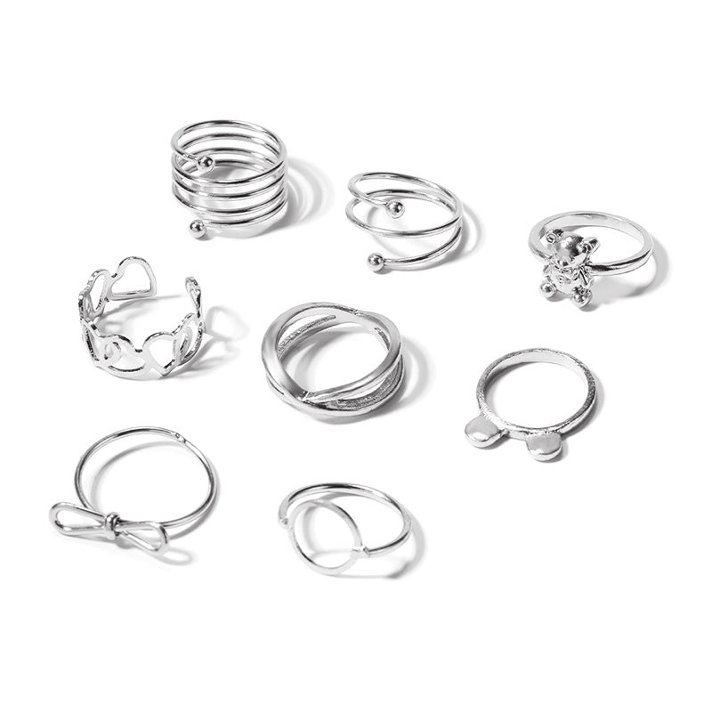 Korean-style wholesale rings, trendy european and american cross-border jewelry for women, featuring unique and bold geometric, heart, stacked, and bowknot rings