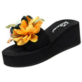 Women's summer platform wedge flip-flops - chunky sole, non-slip, fashionable high heels for outdoor wear, perfect for beach vacations and sandals