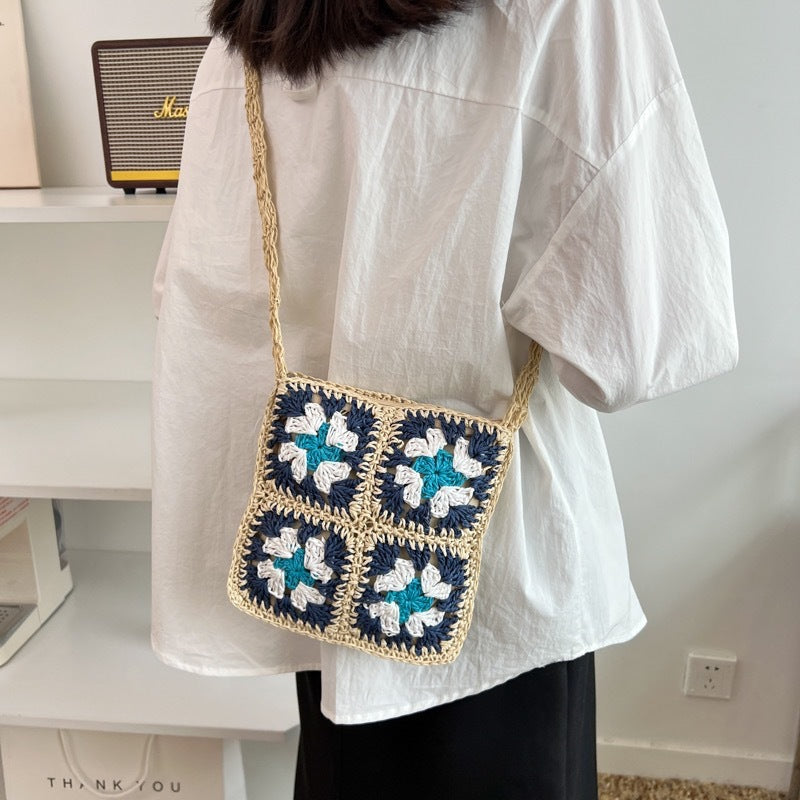 Small lucky bag woven messenger bag fashionable versatile small bag shoulder woven bag summer Internet celebrity niche woven shoulder bag