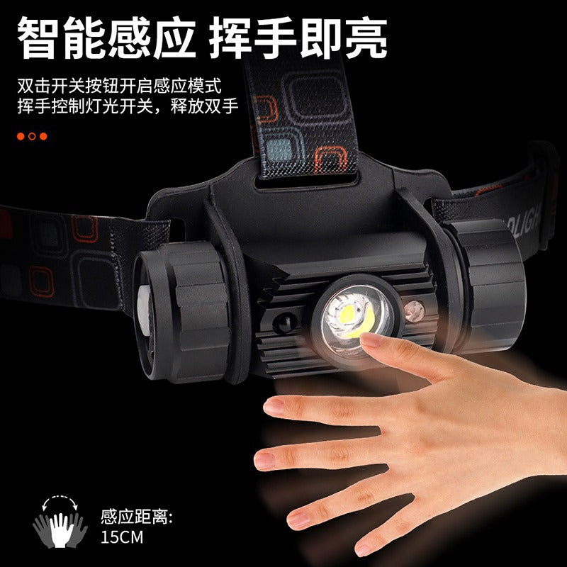 Headlamp fishing special strong light super bright charging head-mounted outdoor night fishing induction aluminum alloy long battery life flashlight