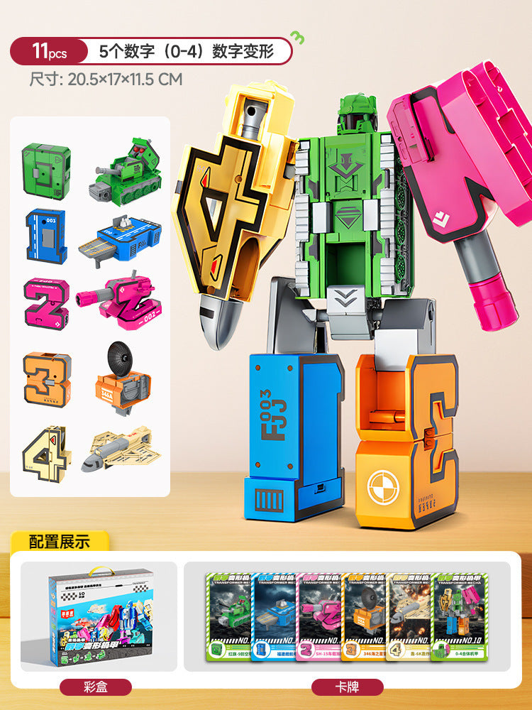 Digital transformation combination robot king kong mecha children's educational assemble building blocks boy toy letter autobot