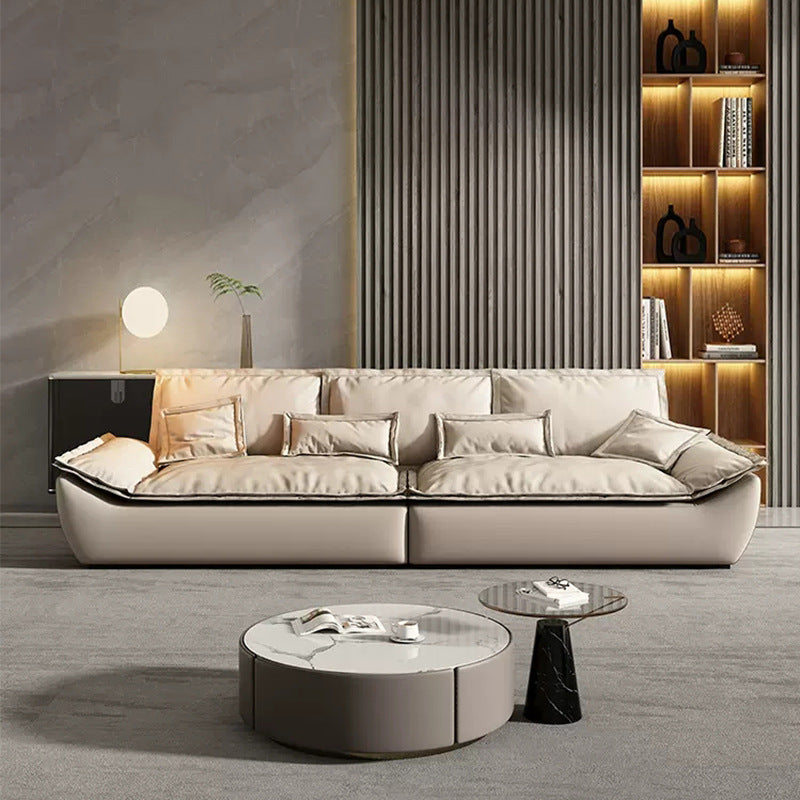 Italian normcore auckland frosted fabric sofa small apartment living room sailboat straight row down leather sofa