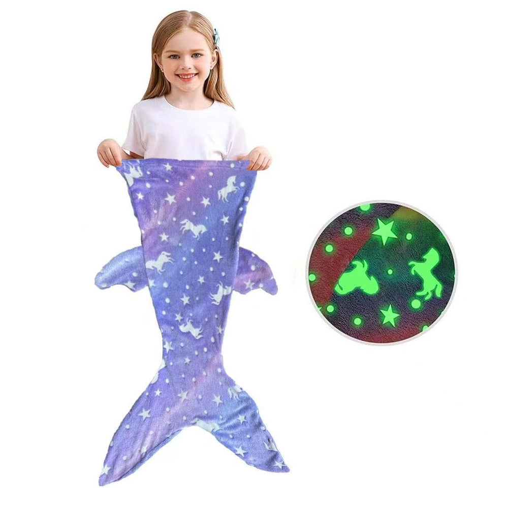new arrival mermaid starry sky luminous kids sleeping bag flannel luminous blanket heattechfall and winter lazy blanket