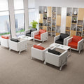 Modern minimalist retail store corporate client business reception area lounge waiting room showroom negotiation office sofa
