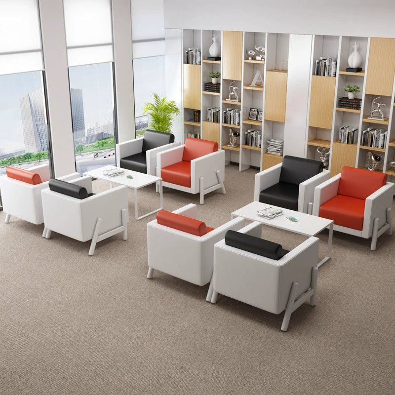 Modern minimalist mall seating area multi-person sofa reception room showroom office sofa 4s store genuine leather sofa customization