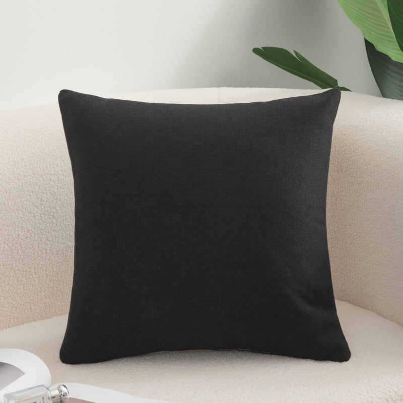 Solid color throw pillow sofa cushion cotton linen style minimalist modern office lumbar pillow square backrest bed headrest pillow
