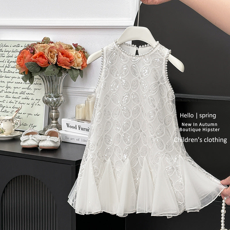 Girls' dress:  summer new arrival - stylish mermaid dress, children's qianjin cheongsam, mesh skirt, birthday party dress