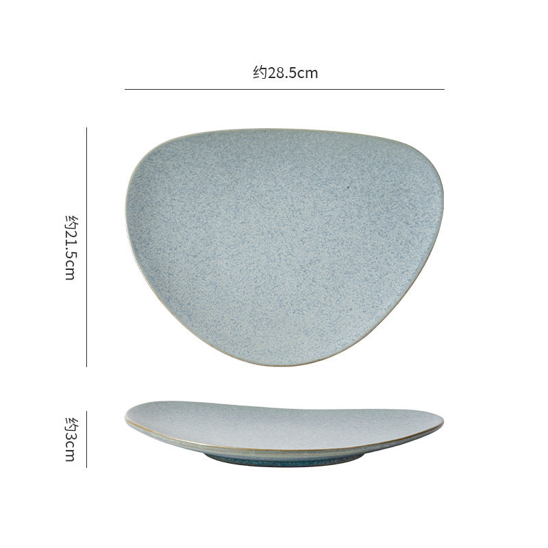 Creative stylish triangle stoneware dinner plate western food steak plate pasta plate cooking plate home practical large dish plate