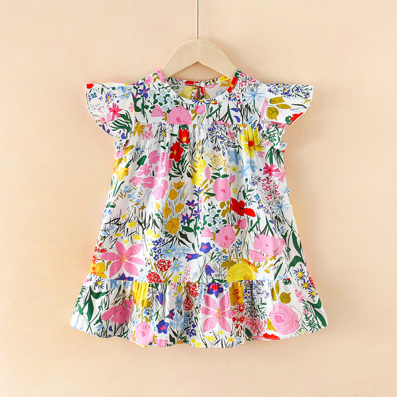 Ojitu all-cotton a-line dress - spring collection for girls (toddler & little kids) - lace sleeve, cartoon print, children's dress