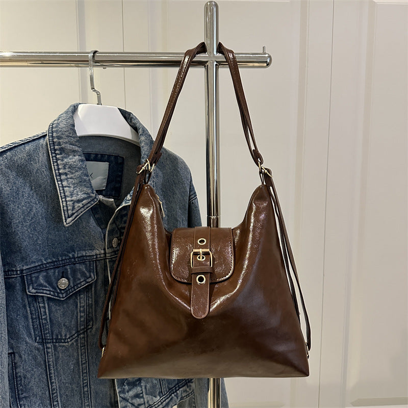 Simple retro large-capacity bag women's 2025 spring new shoulder bag fashion trend foreign commuter tote bag