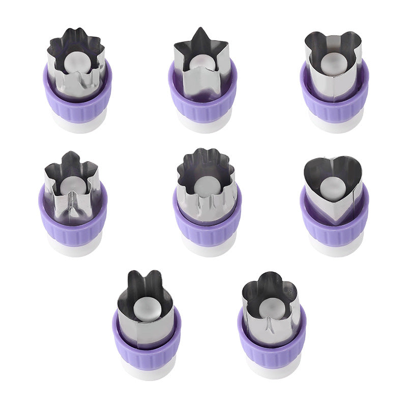 Factory's new 8-piece set of stainless steel lever-type vegetable and fruit cutters, butterfly mask printing molds, full hand protection