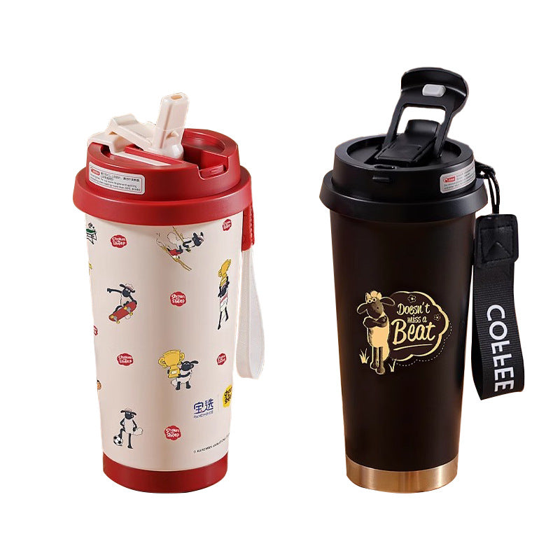 Shaun the sheep coffee tumbler insulated mug ceramic liner portable water bottle birthday gift souvenir cup