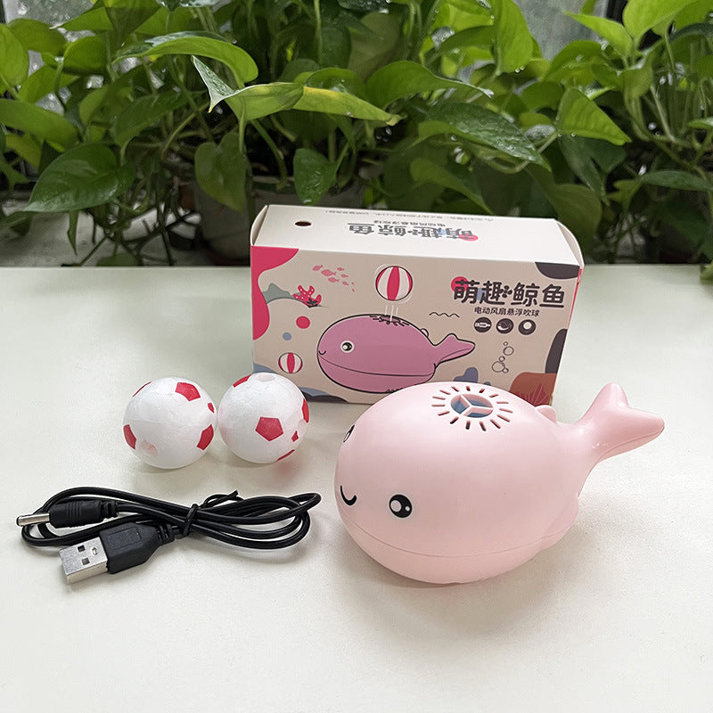 children's electric fan suspended ball usb rechargeable mini whale blowing bubble ball toy douyin same style