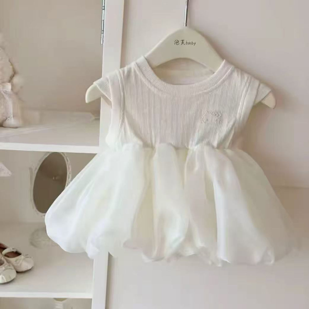 Summer baby girl sleeveless romper, infant princess dress, bodysuit dress, suitable for newborns, full moon celebrations, 100-day celebrations, first birthday dresses, romper