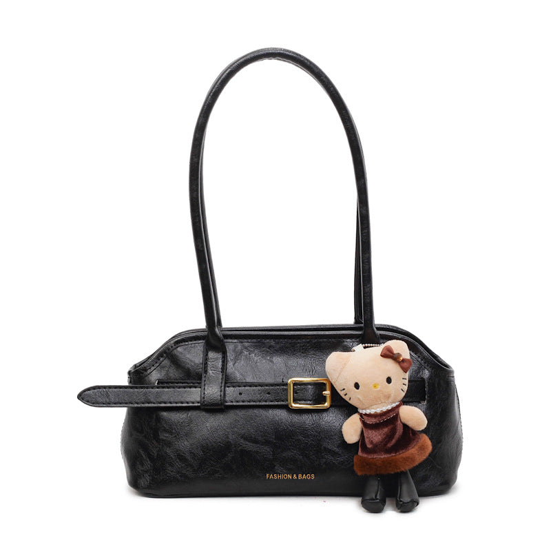 Retro bag for women, large capacity, 2025 new autumn and winter, versatile, fashionable, textured shoulder bag, work clothing, armpit bag