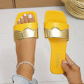 new flat slippers, plus size macaron gold trim, indoor/outdoor one-strap beach casual women's slippers