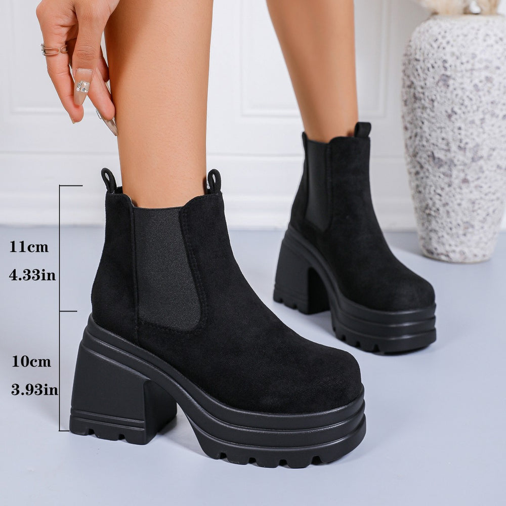 European style  autumn new retro soft leather martin boots women's chunky heel platform ankle boots fashion boots