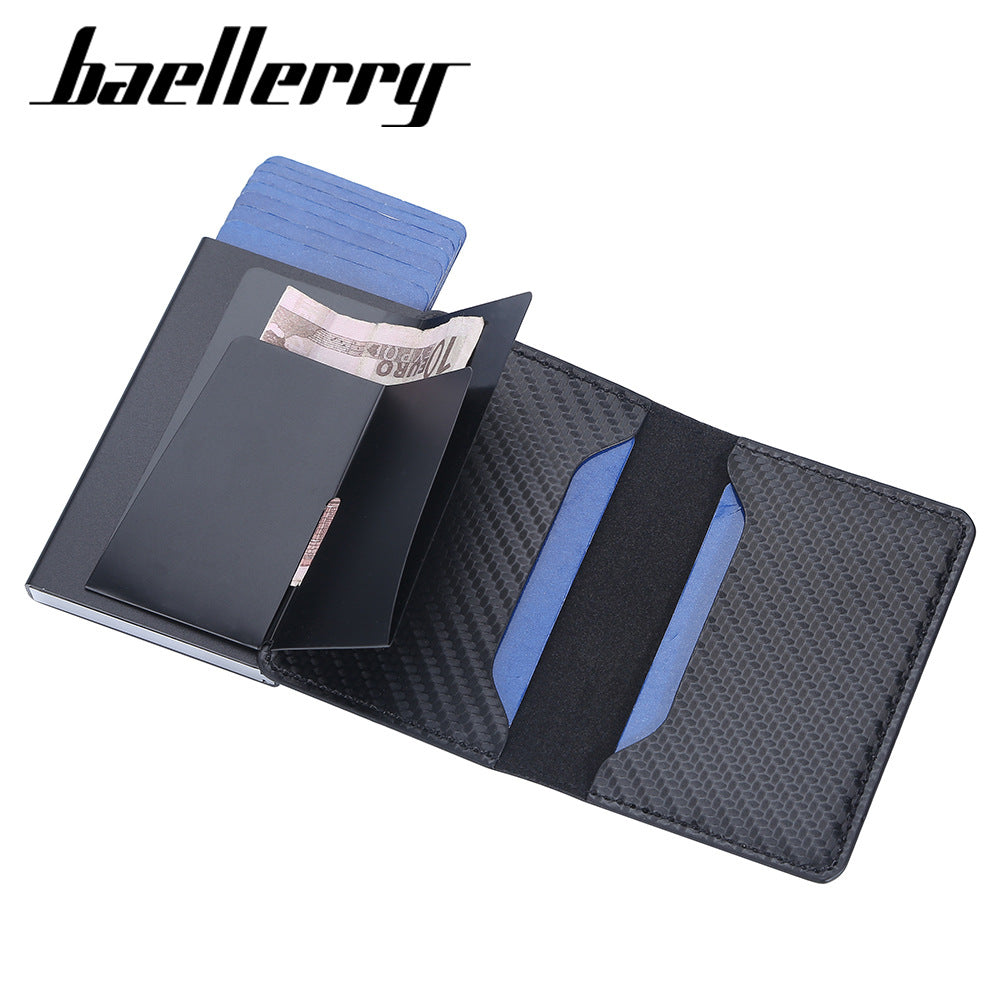 Baellerry's new men's card bag, European and American multi-card space side push aluminum box card cover, anti-theft brush, small card clip wholesale