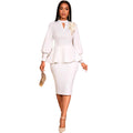 Fashionelegance stand collar cut outrufflestops high waisteasiest for match hip skirt suit two-piece set