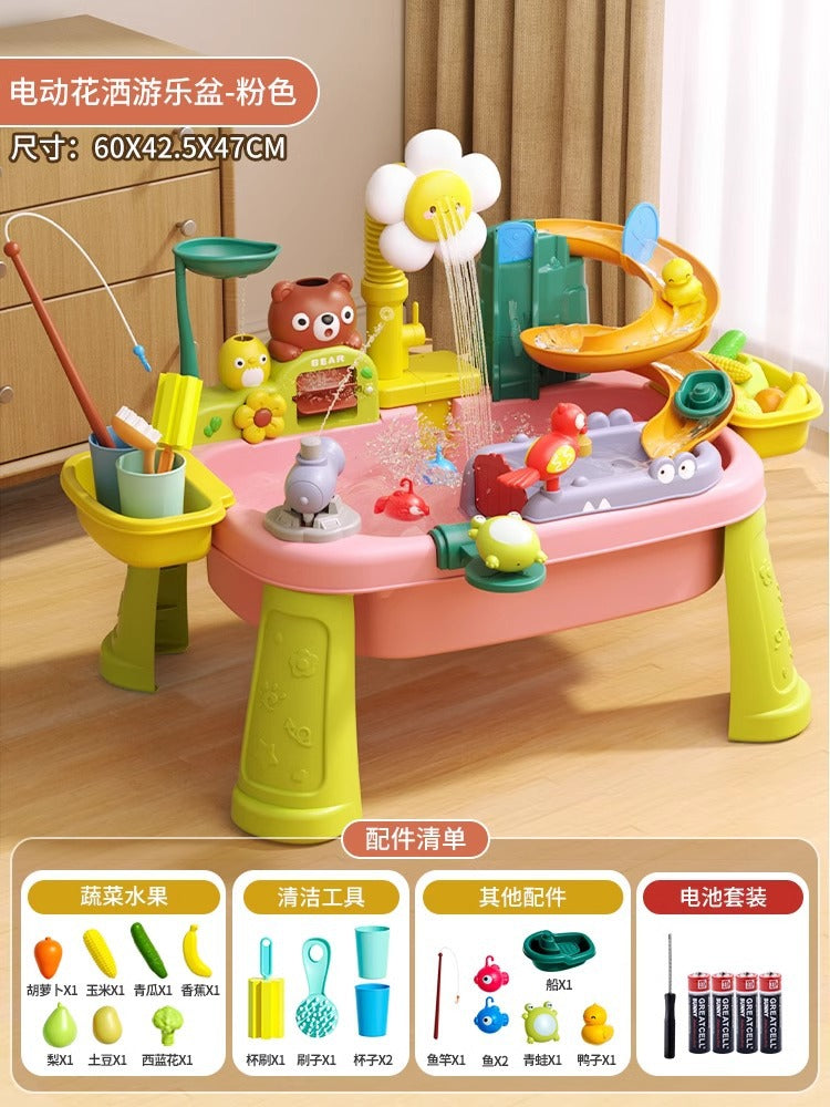 New summer water toys for kids: multifunctional water park with fishing pool, electric faucet, dishwasher, and magnetic features