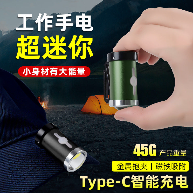 Cross-border new hat portable headlight magnetic attraction strong light long battery life outdoor charging super bright light emergency flashlight