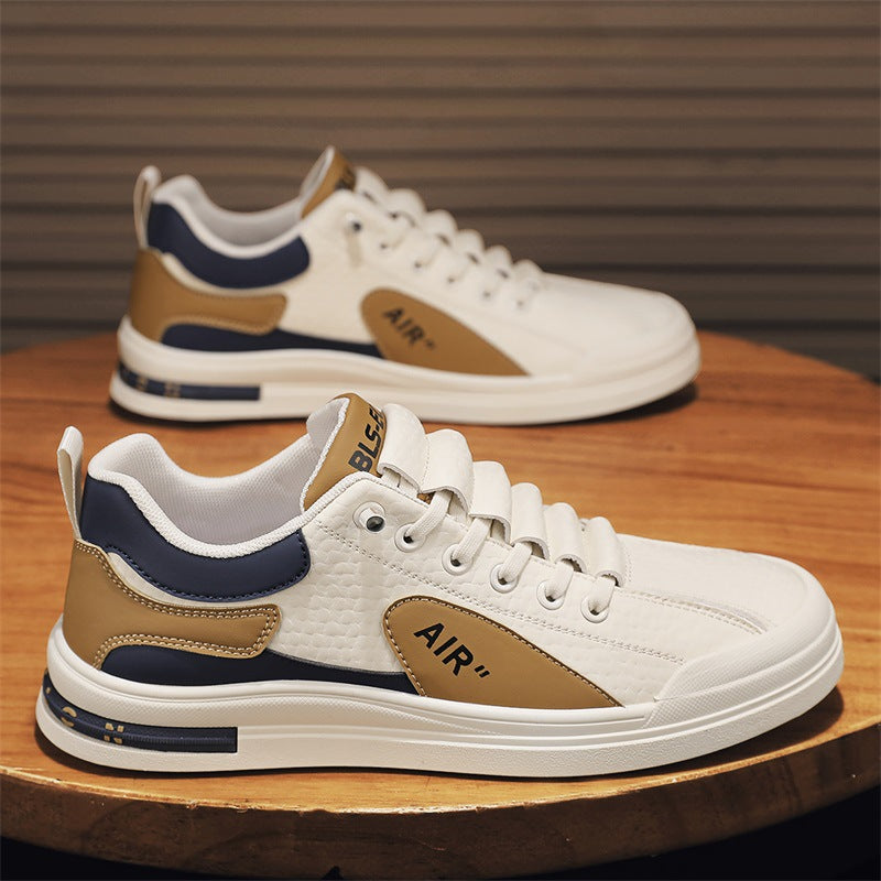 Men's spring breathable 2026 new versatile athletic casual flat white sneakers - trendy work shoes for men
