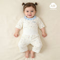 Baby pajamas mocotton thin style kids' loungewear summer boys' and girls' three-quarter sleeve air conditioning suit high-waisted set