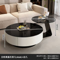 [70cm white cabinet + black crystal stone] coffee table + 50 side table combination