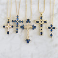 European and american cross pendant necklace with blue diamond accents - women's niche, light luxury, high-end, and trendy clavicle chain jewelry
