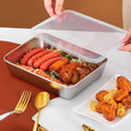 stainless steel towel tray for homemultifunctional covered square tray refrigerator food preservation box barbecue tray manufacturer