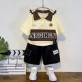 Kids' short-sleeve outfit: new summer  collection - trendy cartoon print top and stylish shorts set for toddlers and young children