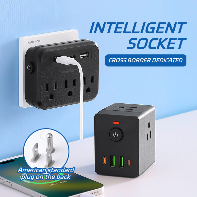 Factory direct us standard power strip adapter with usb ports - wireless socket for us, canada, and mexico