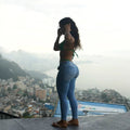 Skinny jeans lift butt ins style jeans european size women's pants hot style  independent station cross-border sexy