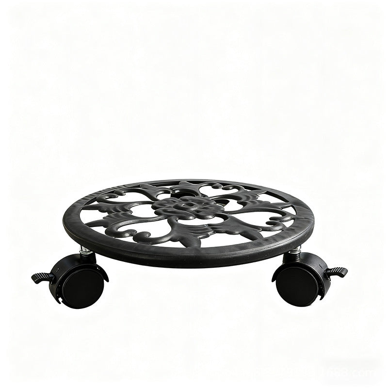Metal movable flower pot tray iron flower stand roller flower pot base universal wheel movable flower pot stand