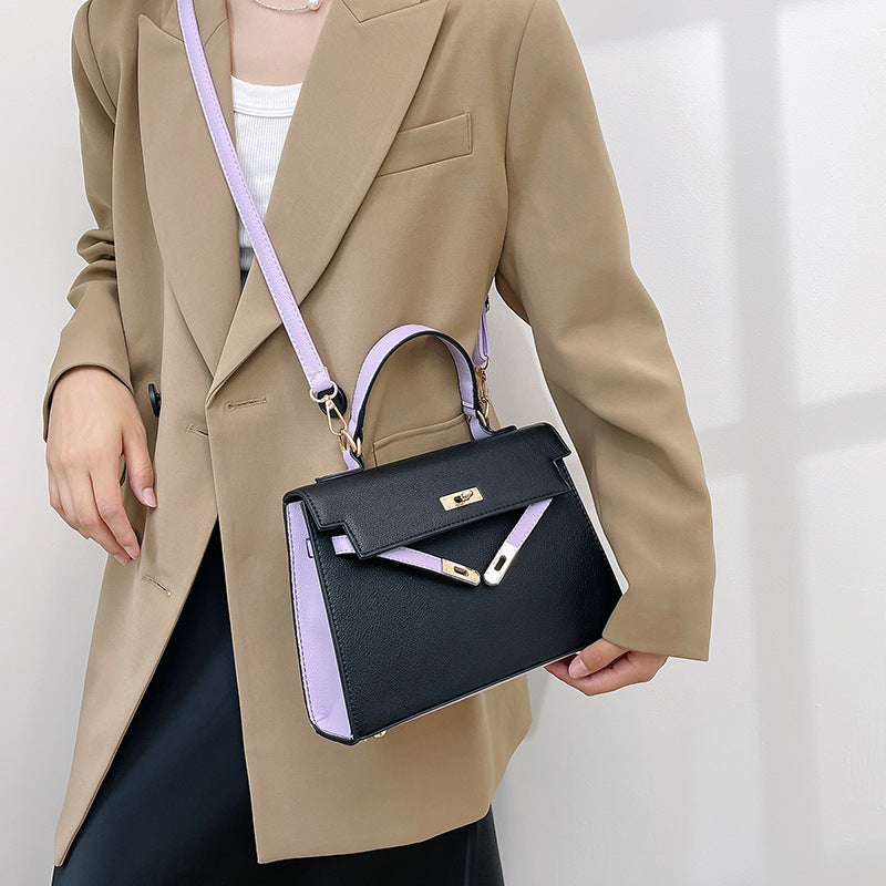 Versatile women's shoulder bag - crossbody, tote, and handbag - 2025 new arrival - trendy color block kelly bag for women (cross-border e-commerce)