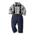 Export spring & fallnew arrival dark plaid shirt pants casualtwo-piece set wholesalechildren's suit
